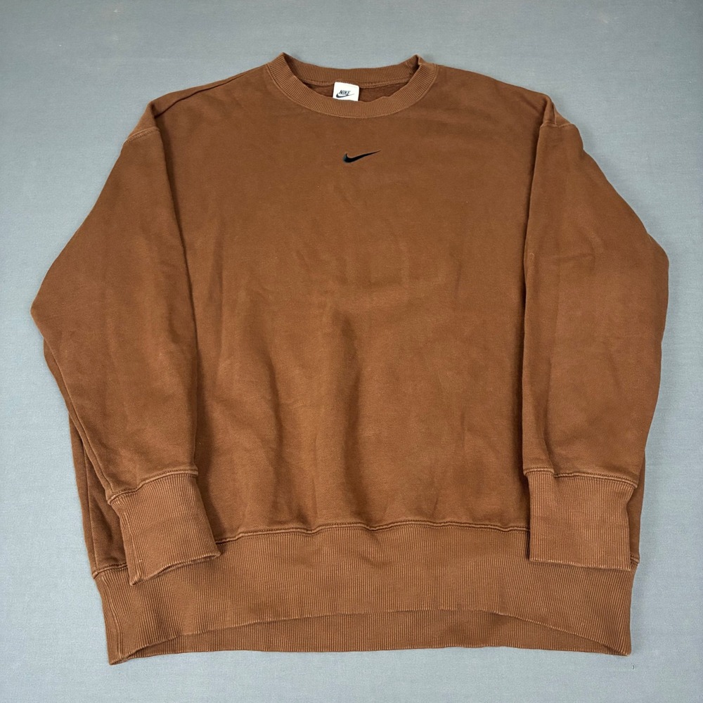 Nike Center Swoosh Mocha Brown Crewneck Sweatshirt Men's Size Large